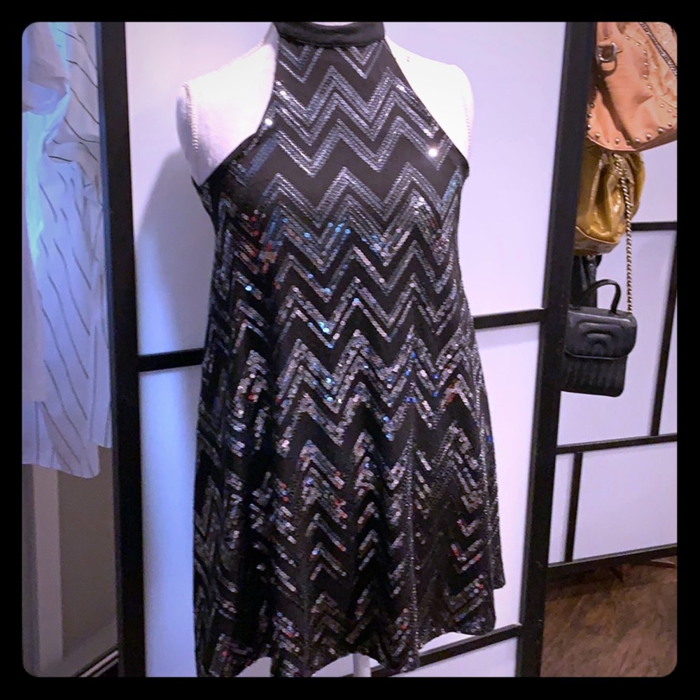 Sleeveless Sequin Black Dress